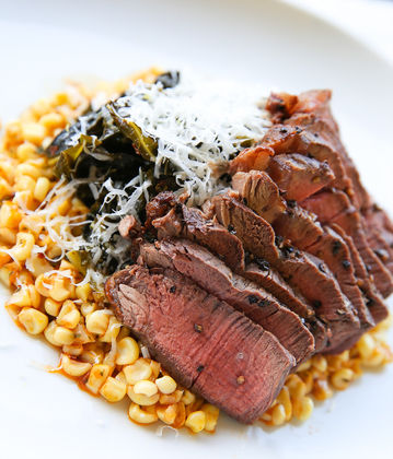 Filet Mignon, Corn & Collard Greens