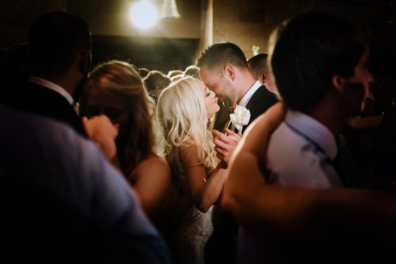 bride and groom dancing at reception