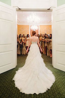 First look with bridesmaids