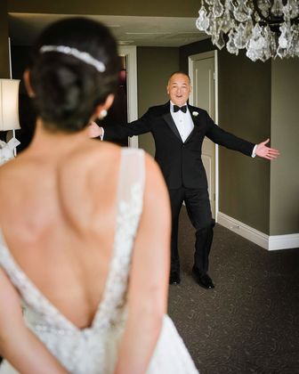 First look with bride's dad