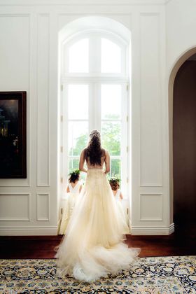 Bride and flower girls