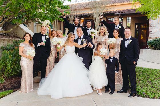 Full Wedding Party Celebrating