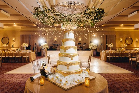 Gold Accented Wedding Cake