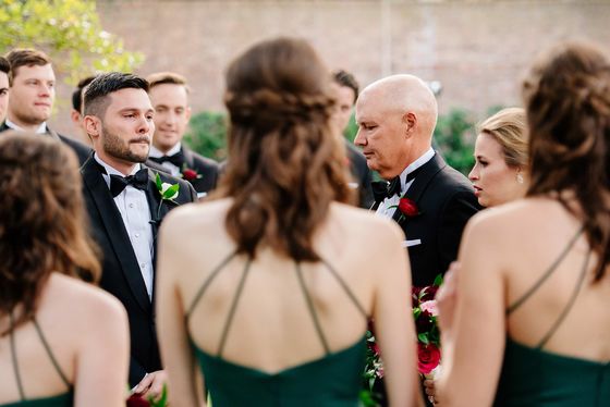Father walking daughter down aisle