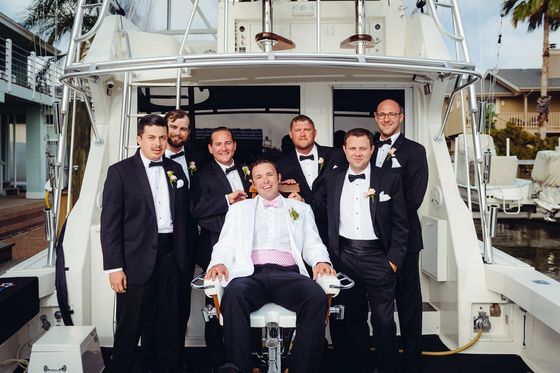 Groom and Groomsmen on a Boat