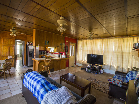 Small living room with wide angle lens