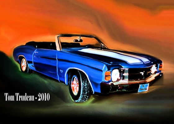 71' Chevy Chevelle Convertible - Oil Painting by Tommi Trudeau.