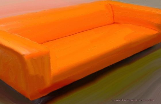 The Magical Orange Couch - Oil Painting by Tommi Trudeau.