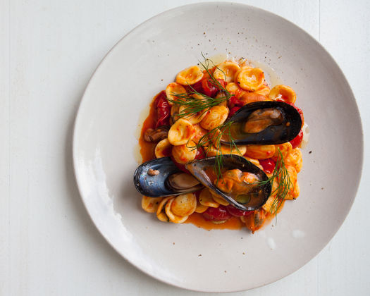 Pasta and mussels