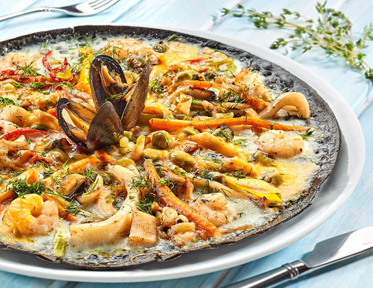 Seafood pizza