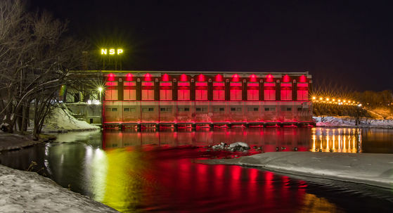 corporate image - new lighting installed on dam